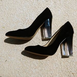 Katy Perry Black Suede & Clear Ombre Heels